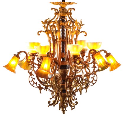 Chandelier with Steuben & Quezal