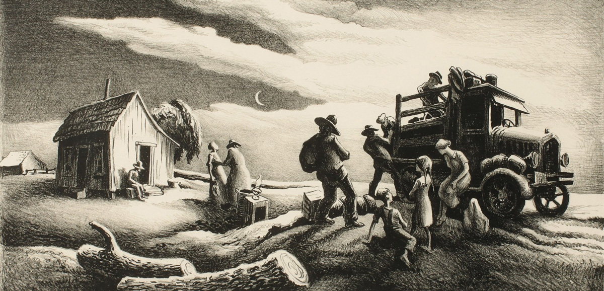 Thomas Hart Benton (1889‑1975) Lithograph, 'Departure of the Joads'