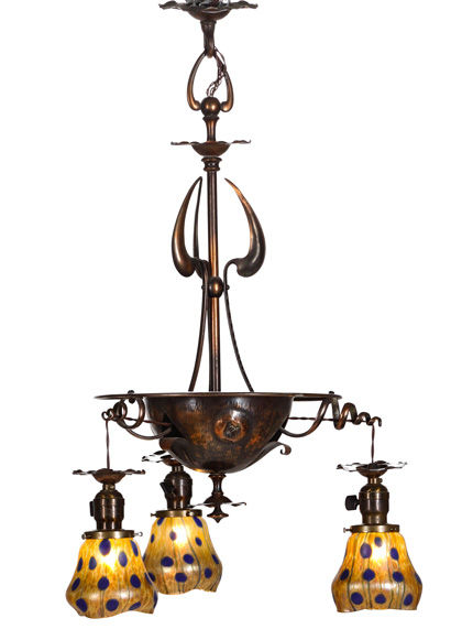 Austrian Chandelier with Loetz Shades