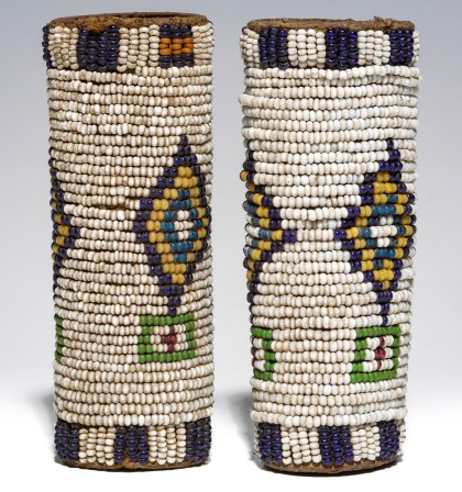 Rare 19th C. Plains Beaded Hair Tie Pairs