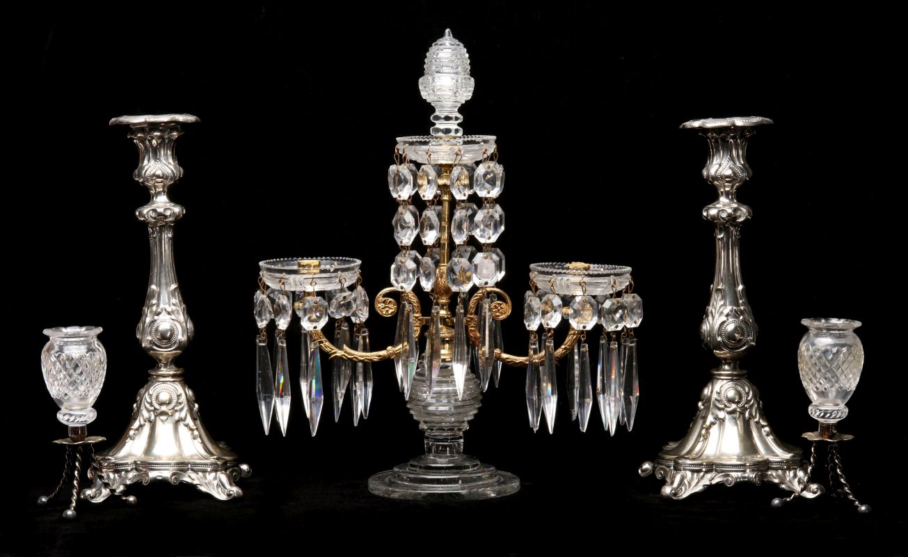 FRENCH CRYSTAL AND ORMOLU GIRANDOLE WITH ADDITIONS