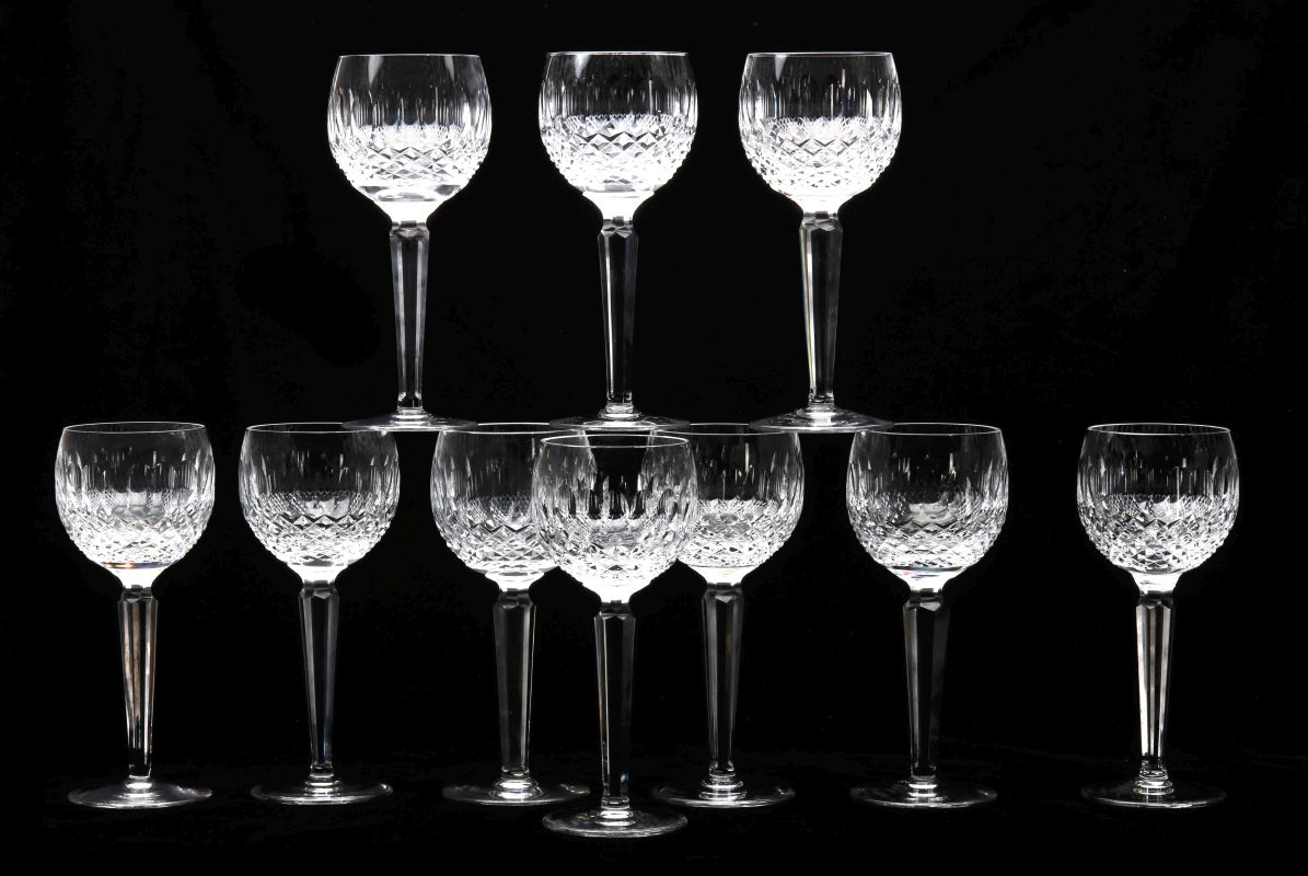 TEN WATERFORD 'LISMORE' CRYSTAL WINE HOCKS