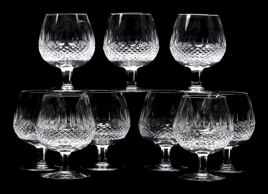 NINE WATERFORD 'COLLEEN' LARGE BRANDY GLASSES