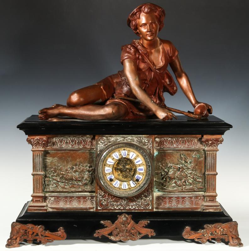 AN ANSONIA 'COLUMBIA' MASSIVE FIGURAL MANTEL CLOCK