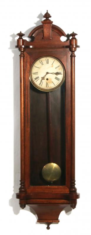 A WATERBURY NELSON MAHOGANY WALL REGULATOR