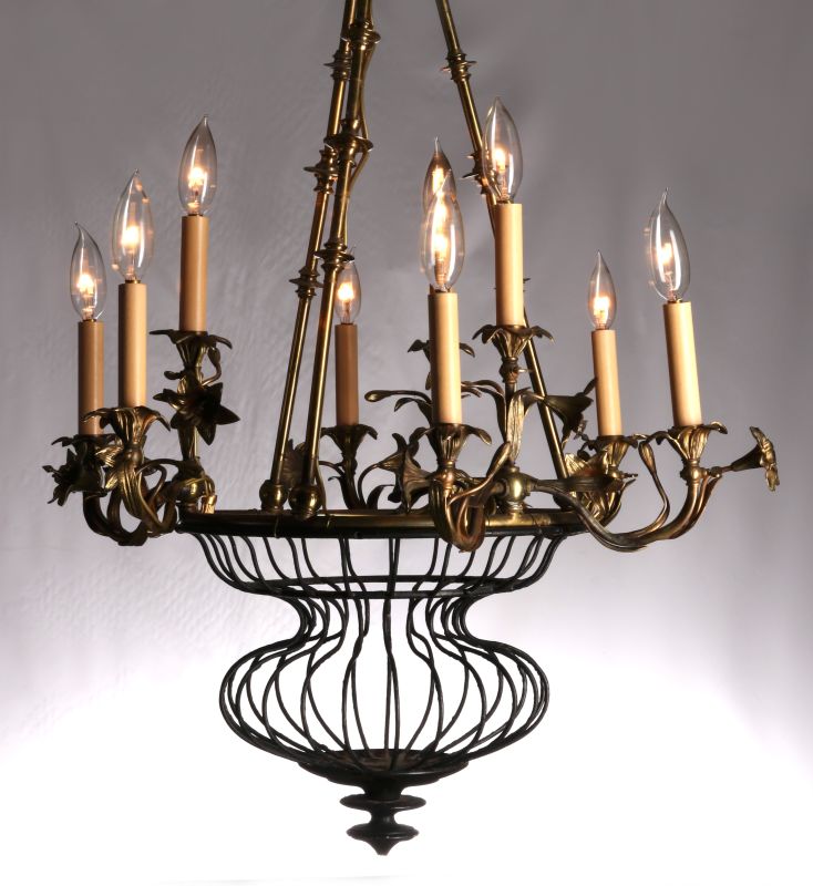 A FRENCH FLOWER BASKET CHANDELIER