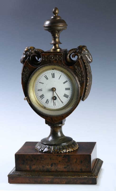 A 19TH C. FRENCH FAUX BURLED GRAIN CLOCK W/ BRONZE