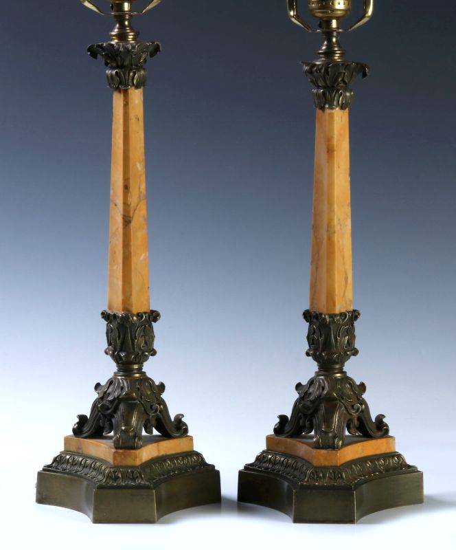 FINE QUALITY 19TH C. CANDELABRA FASHIONED AS LAMPS