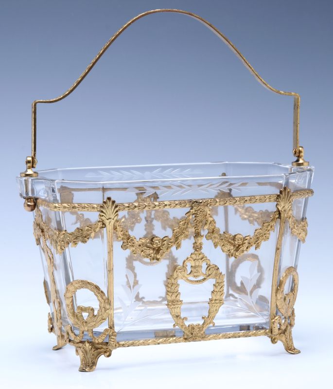 A RARE HEISEY OCTAGON ICE BUCKET WITH ORMOLU