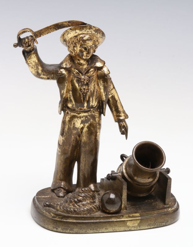 A 19TH CENTURY SAILOR BOY GILDED CABINET BRONZE