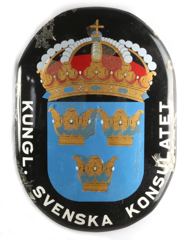 ROYAL SWEDISH DIPLOMATIC CONSULATE ENAMEL SIGN