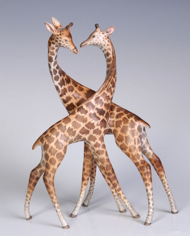 HEREND PORCELAIN GIRAFFES FIGURINE