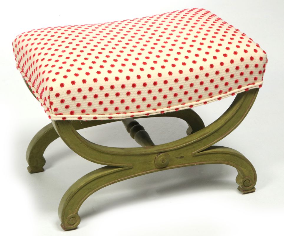 A 20TH CENTURY CURULE FORM VANITY STOOL