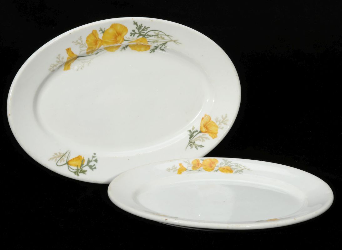 TWO AT&SF SANTA FE CALIFORNIA POPPY OVAL PLATTERS