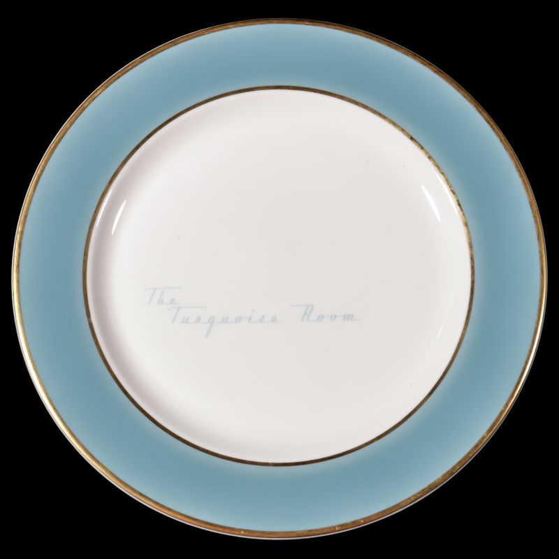 A SCARCE SANTA FE RR 'TURQUOISE ROOM' DINNER PLATE