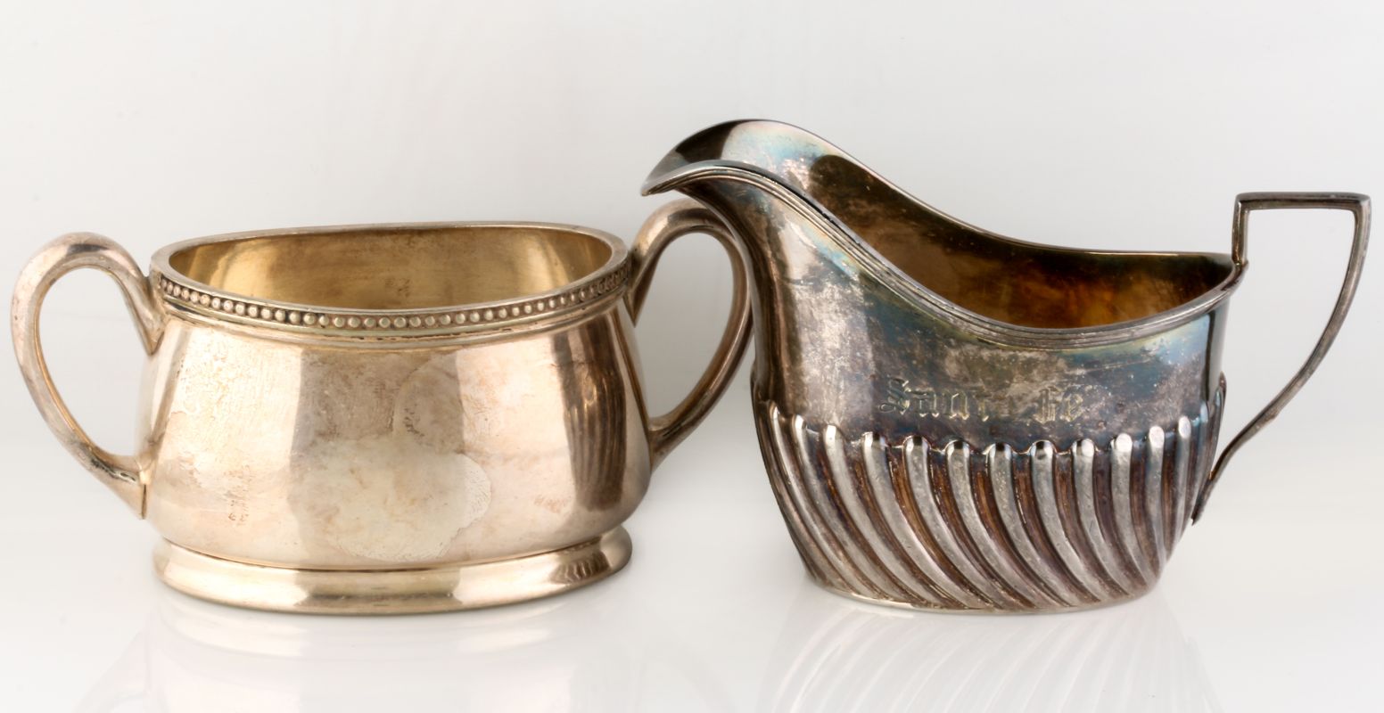 AT&SF SANTA FE RR SILVER CREAMER AND SUGAR