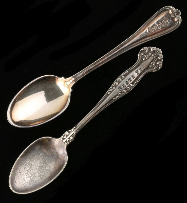 TWO EARLY AT&SF SANTA FE ROGERS BROS TEASPOONS