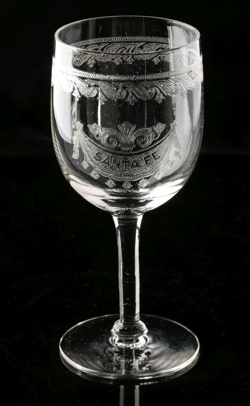 AT&SF SANTA FE RR ETCHED DRAPE GLASS STEM