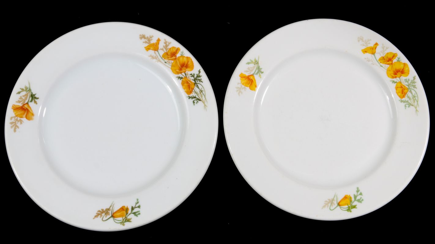 TWO AT&SF SANTA FE RR CALIFORNIA POPPY PLATES