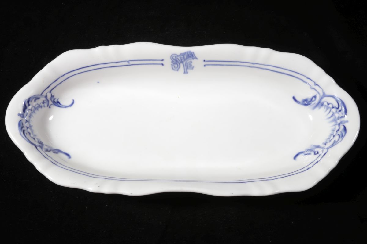 AT&SF SANTA FE RR BLEEDING BLUE CELERY DISH