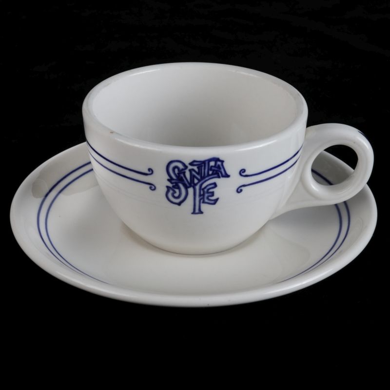 AT&SF SANTA FE RR BLEEDING BLUE COFFEE CUP, SAUCER