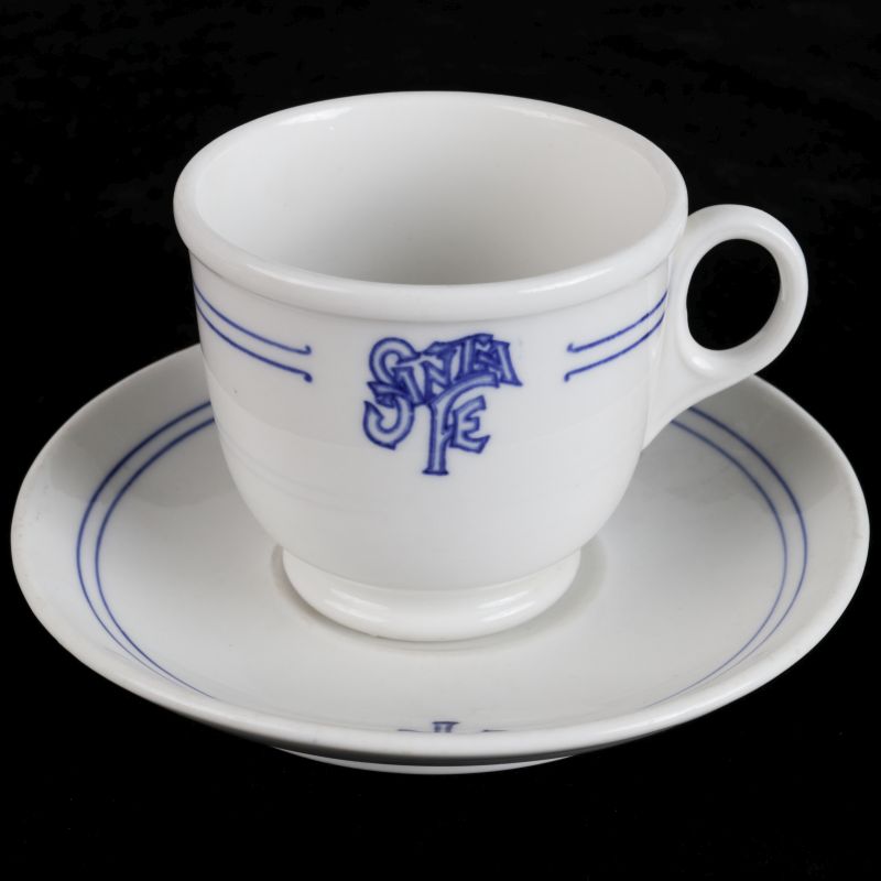 SANTA FE RR BLEEDING BLUE FOOT COFFEE CUP, SAUCER