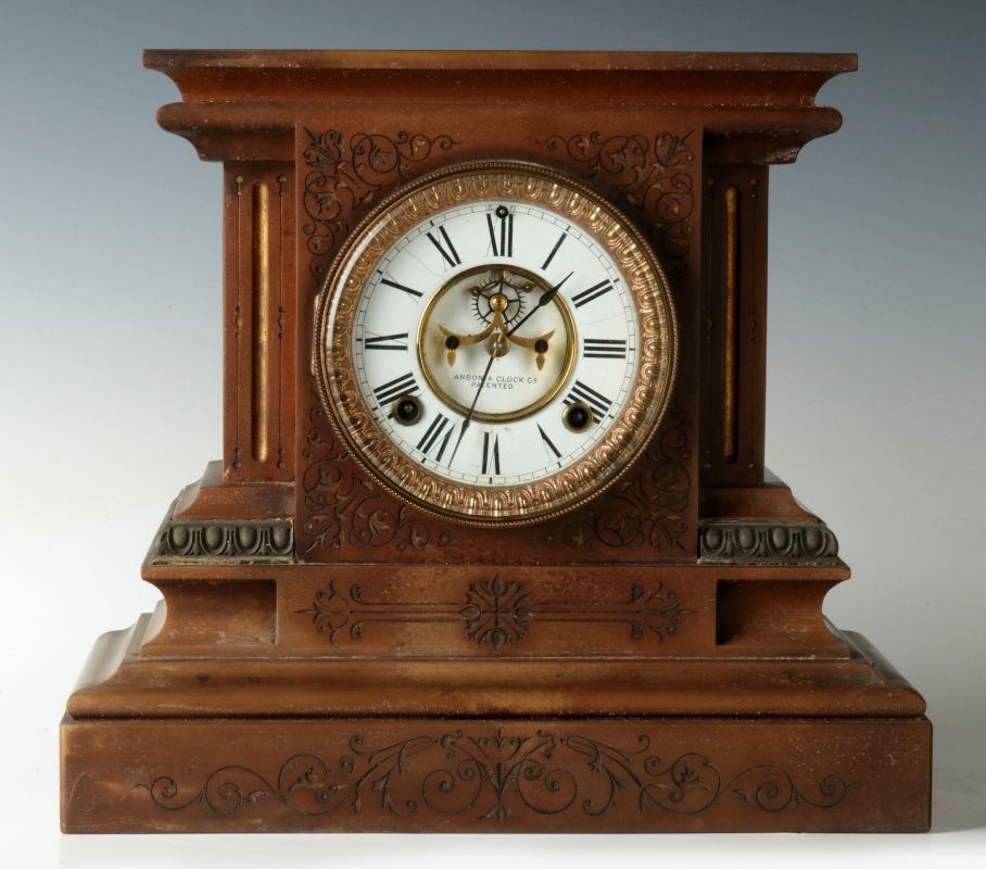 AN ANSONIA 'MARBLEITE NO. 4' MANTEL CLOCK