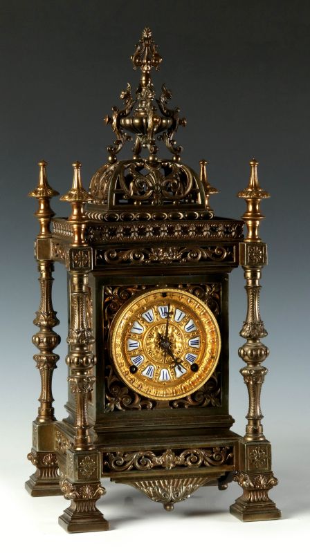 A SCARCE ANSONIA 'REGENT' ORNATE CAST BRASS CLOCK