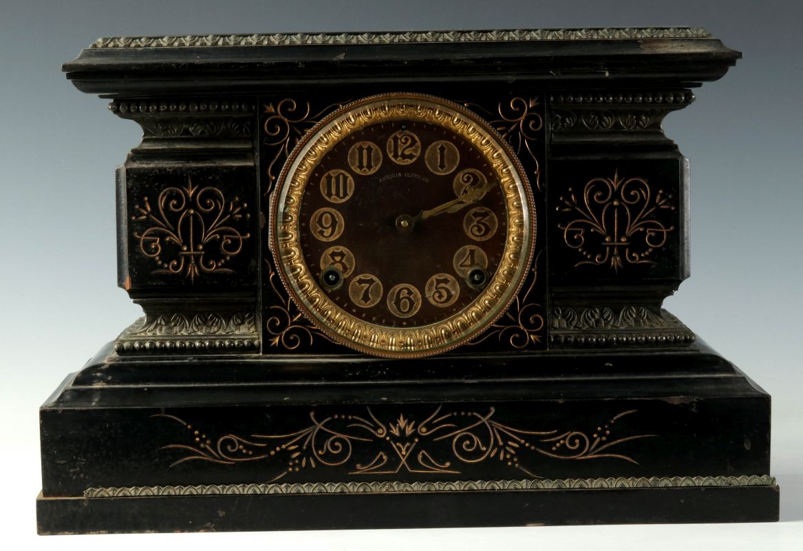 AN ANSONIA 'EGYPT' MANTEL CLOCK