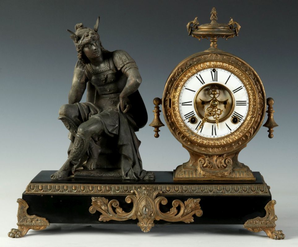 AN ANSONIA 'MERCURY' STATUE CLOCK