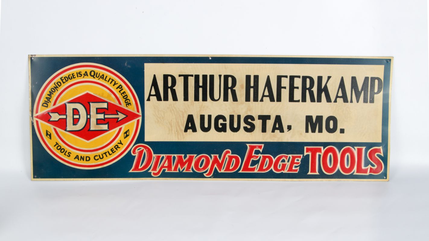 VINTAGE DIAMOND EDGE TOOLS ENAMEL ADVERTISING SIGN