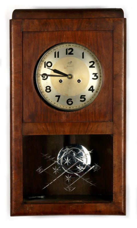 A U M MULLER ART DECO WAL HANGING BOX CLOCK