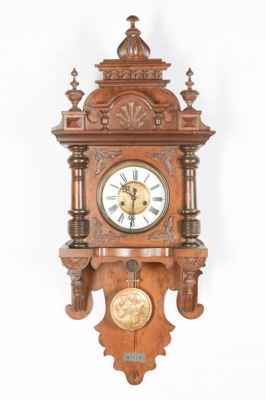 GUSTAV BECKER OPEN WAG CLOCK WITH HORSEHEAD MOTIF