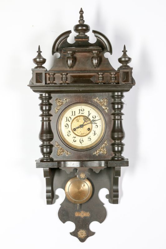 A LARGE GUSTAV BECKER OPEN WAG WALL CLOCK