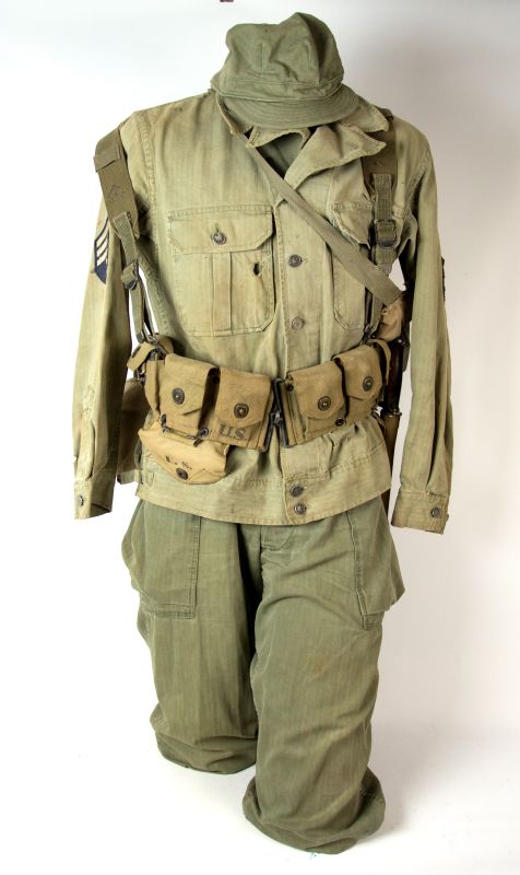 WWII US ARMY T/SGT ESTATE GROUP, UNIFORM & CAP