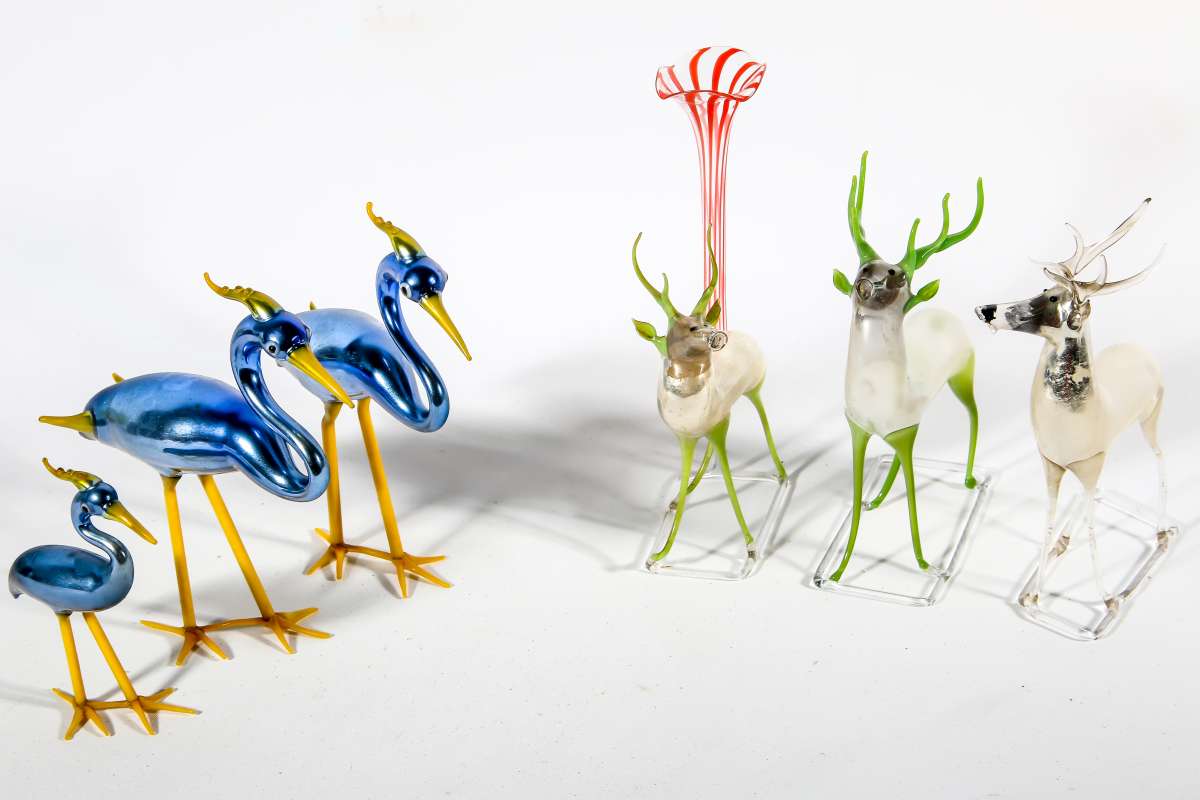 GERMAN AND ITALIAN BLOWN GLASS ANIMALS 