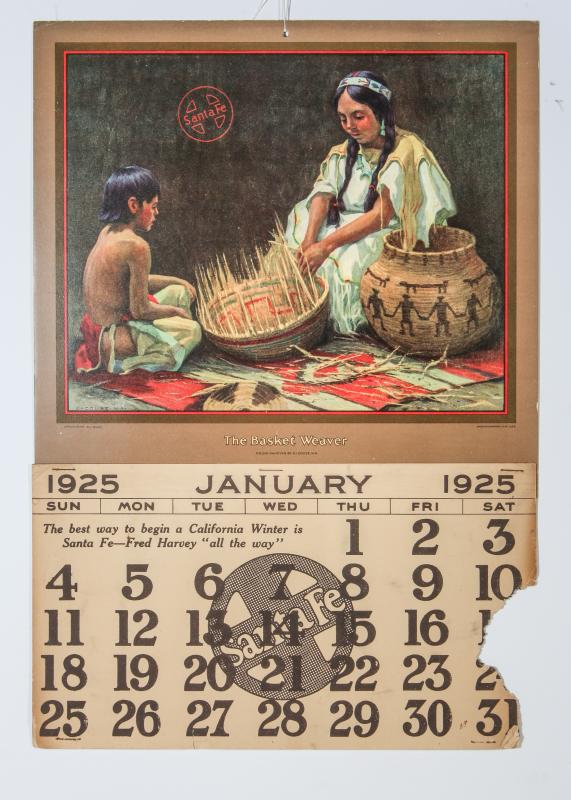 1925 SANTA FE RR E.I. COUSE CALENDAR WITH FULL PAD