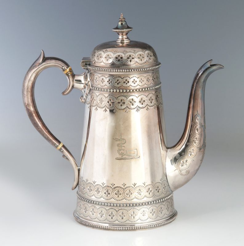 THOMAS BRADBURY AND SONS SILVER PLATE COFFEE POT