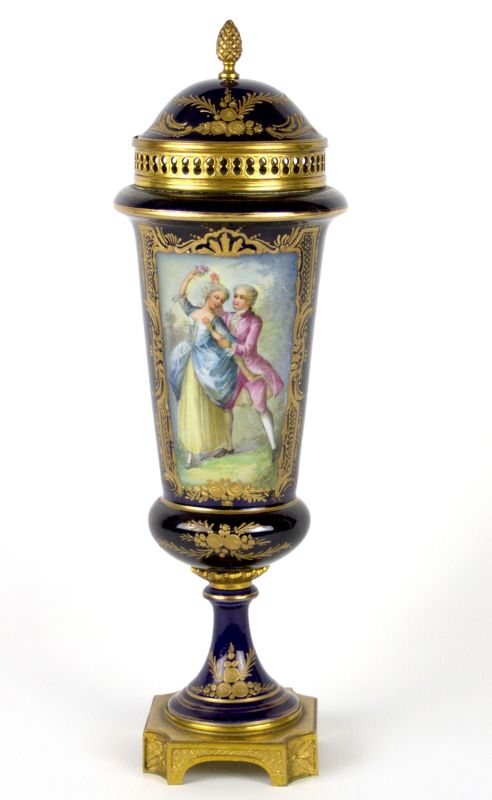 A SEVRES TYPE ARTIST SIGNED COVERED VASE C. 1890