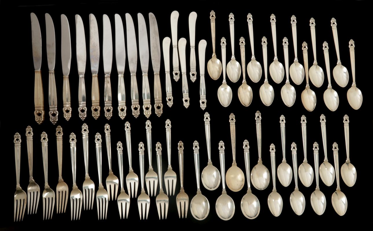 ROYAL DANISH PATTERN STERLING SILVER FLATWARE 