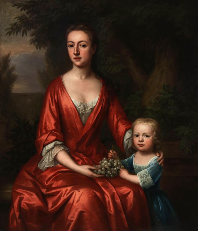 AN 18TH C. BRITISH SCHOOL MOTHER & CHILD PORTRAIT 