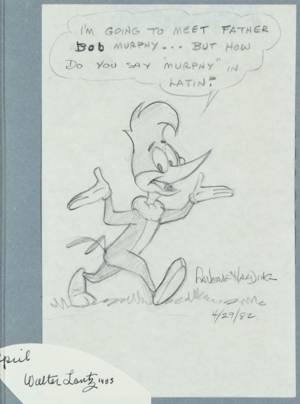 LAVERNE HARDING SKETCH AND WALTER LANTZ SIGNATURE