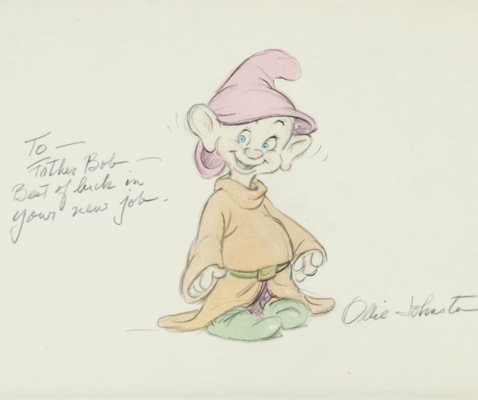 AN OLLIE JOHNSTON ORIGINAL WATERCOLORED SKETCH