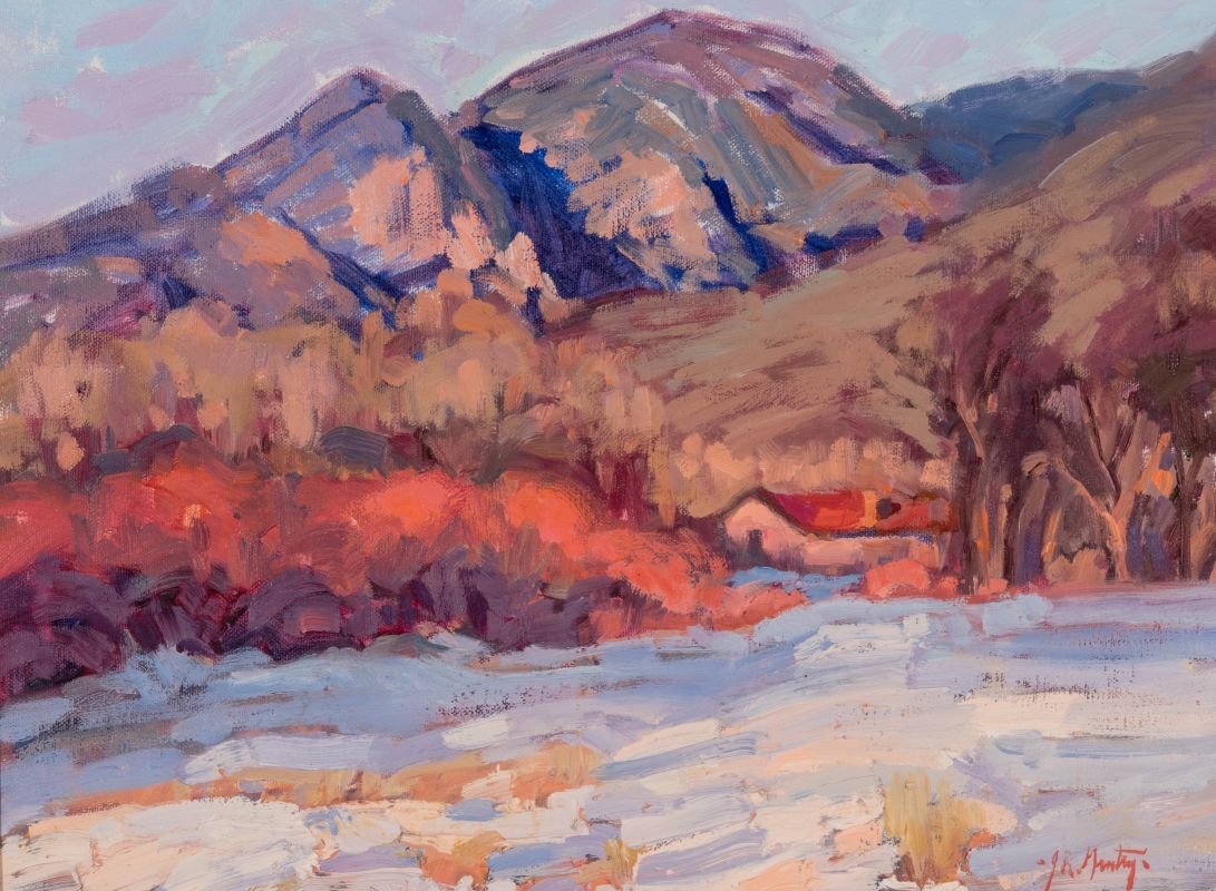 JUDY GENTRY (20TH C.) TAOS SCHOOL OIL ON CANVAS