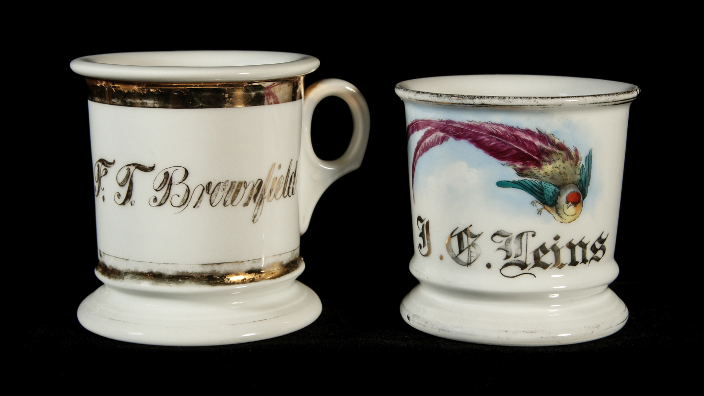 TWO ANTIQUE SHAVING MUGS