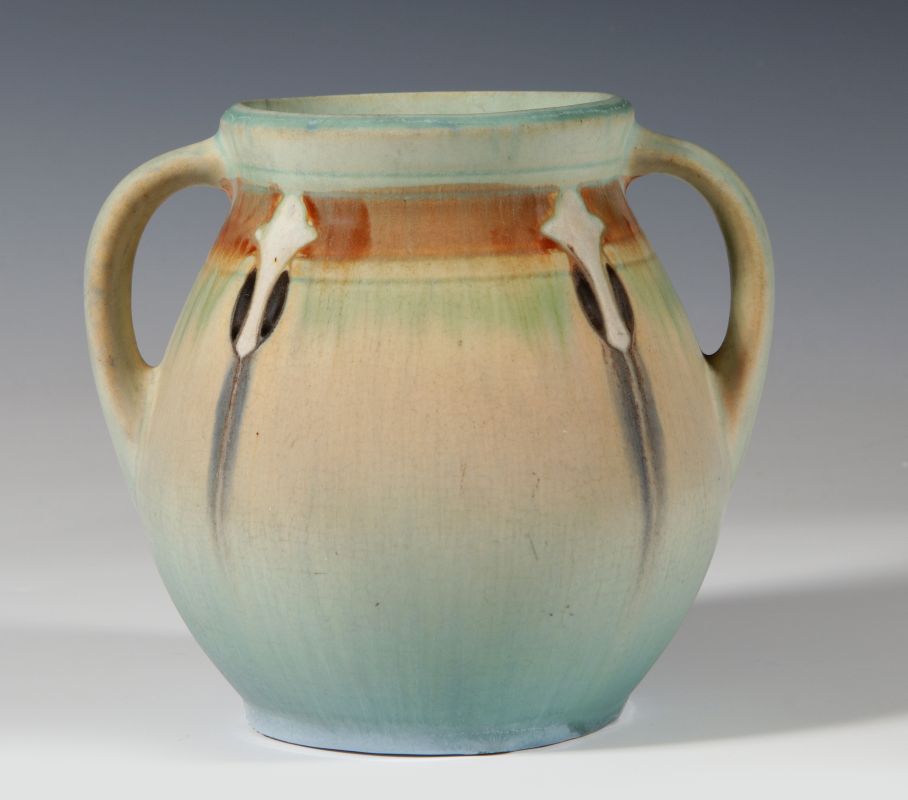 A MONTICELLO LINE ROSEVILLE ART POTTERY VASE