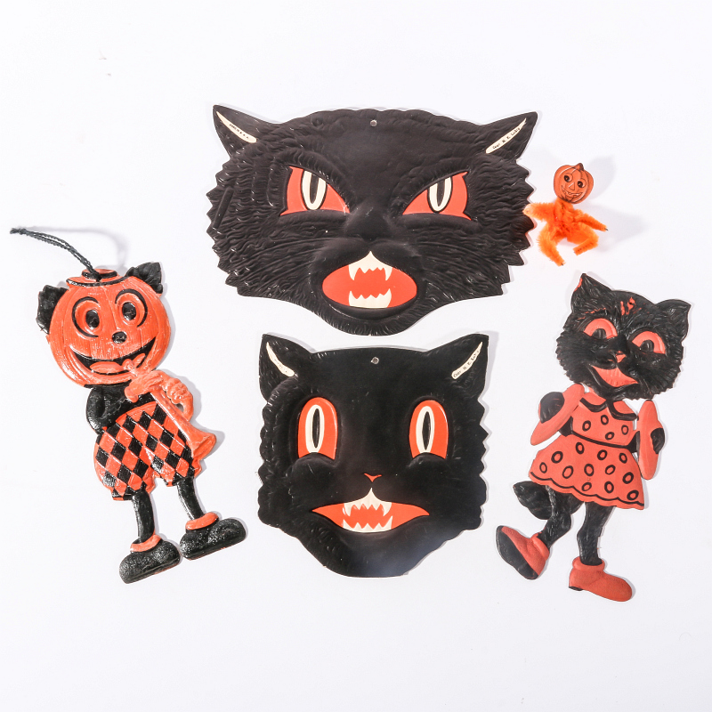 VINTAGE DIE-CUT EMBOSSED HALLOWEEN DECORATIONS 