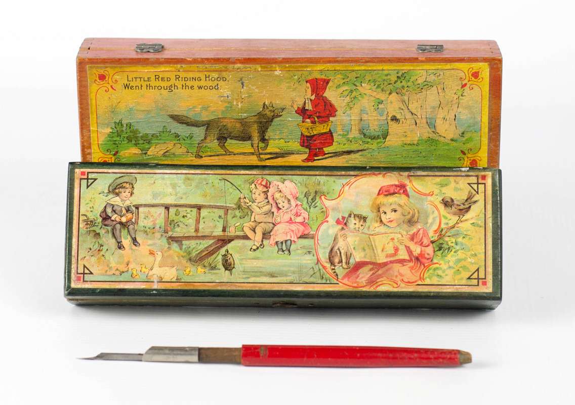 TWO ANTIQUE GERMAN PENCIL BOXES