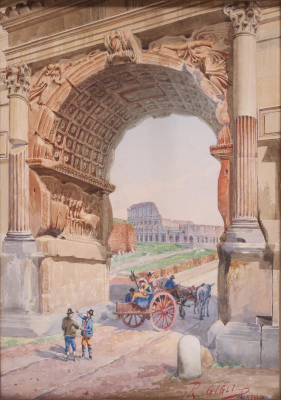 ROBERTO GIGLI (ITALIAN 1846-1922) ROMAN WATERCOLOR