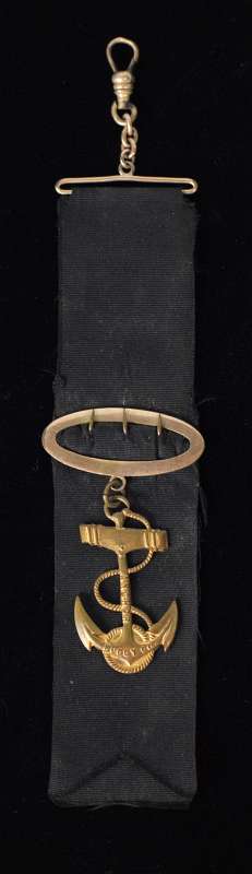 ANCHOR BUGGY CO. ADVTG FOB ON GROSGRAIN RIBBON